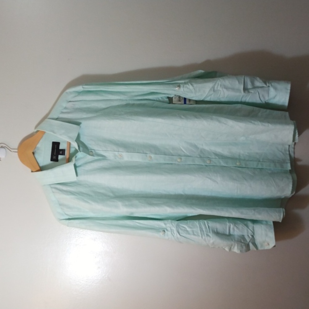 NWT - INC International Concepts XL Pale Turquoise Linen/Cotton Summer Shirt